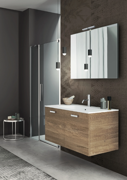 QUB04 - Wall-mounted wooden vanity unit with doors by Gruppo Geromin - view 3